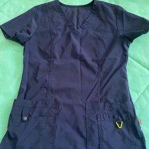 Navy scrub top.